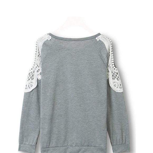 HELEN Cold Shoulder Gray Long Sleeve Sweater Top - Picture 4 of 6